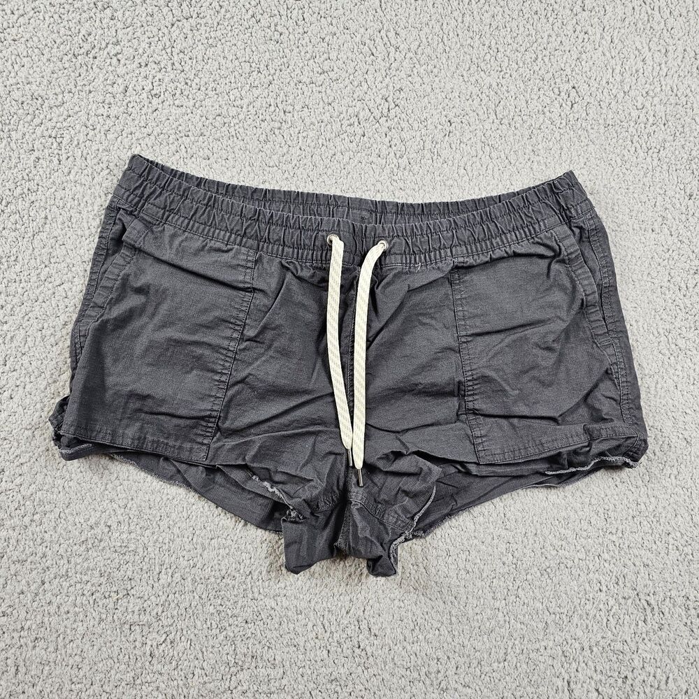 Vuori Shorts Womens Large Gray Ripstop Drawstring Zip Pocket Raw Hem VW385